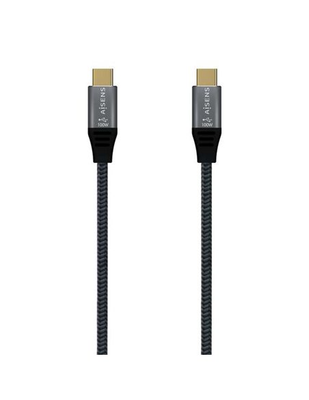 Aisens Câble USB 3.2 Gen2x2 Aluminium 20Gbps 8K@30Hz 5A 100W E-Mark, Tipo USB-C/M-USB-C/M - 0.6m - Couleur Gris