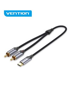 Vention Câble USB-C à 2 RCA - Cancelacion de Ruido Hi-Fi - Blindaje Multiple - Chip de Audio Jieli AC1297A - Couleur Gris