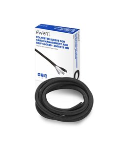 Ewent Manguito Organizador de Câble Polyester - Auto Fermeture - 3m - 13mm - Couleur Noir