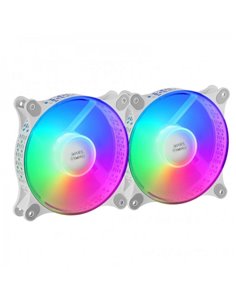 Mars Gaming MF-DUO Kit de Ventiladores - Iluminacion 360º FRGB RAINBOW - Ultra Silencioso - Conectividad 3PIN+4PIN - 2 Unidades 