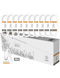 TechOneTech Basik Pack de 10 Cables USB-À Mâle - USB-C Mâle - Longueur 1m