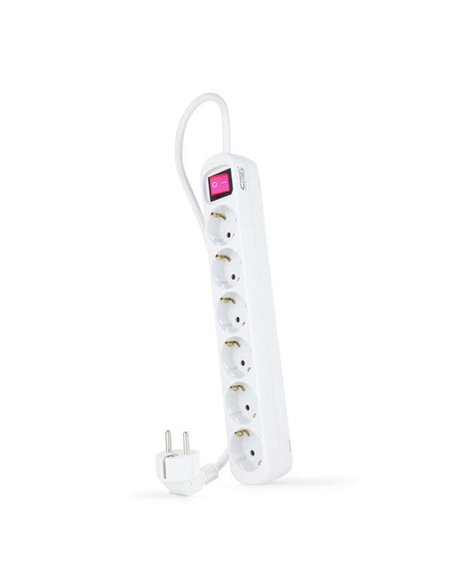 Nanocable Regleta de Protection Avec 6 Shuckos - Câble de 1.40m - Interruptor On/Off - Couleur Blanc