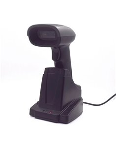 Ewent EW3440 Lector de Codigos de Barras 1D/2D Inalambrico - Wireless et Bluetooth - Autonomie jusqu'à 7h - Base Intelligente - 
