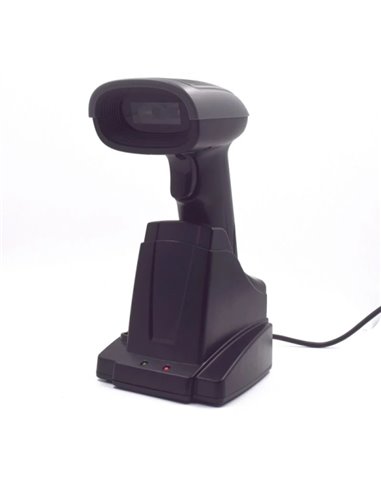 Ewent EW3440 Lector de Codigos de Barras 1D/2D Inalambrico - Wireless et Bluetooth - Autonomie jusqu'à 7h - Base Intelligente - 