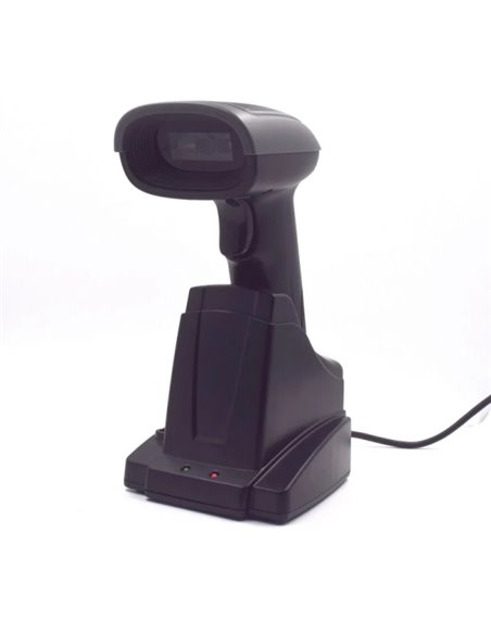 Ewent EW3440 Lector de Codigos de Barras 1D/2D Inalambrico - Wireless et Bluetooth - Autonomie jusqu'à 7h - Base Intelligente - 