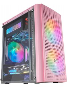 Mars Gaming MC300 Boîte Gaming Compacta - Ventana Cristal Templado - 3 Ventiladores FRGB - Rejilla Avant TOTAL-MESH - Support Mi