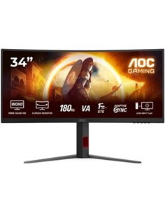 AOC G4 Monitor 34" Curvo 1500R Fast VA WQHD 180Hz HDR10 - Respuesta 1ms - HDMI, DisplayPort, Audio - Montaje VESA 100x100 - Coul