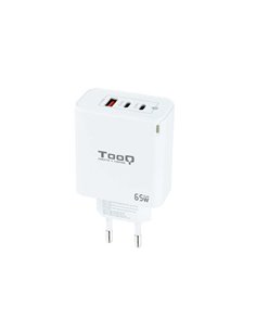 Tooq Cargador de Pared GaN 2 USB-C/PD + USB-À/QC 65W - Couleur Blanc