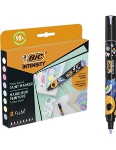 Bic Intensity Pack de 8 Marcadores de Pintura - Pointe Media - Encre Avec Base de Eau - 98% de Materiales Reciclados - Couleurs 