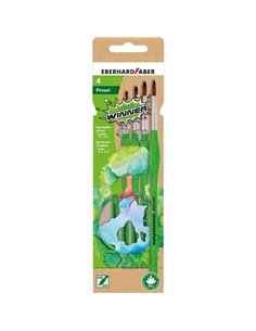 Eberhard Faber Green Winner Pack Avec 4 Pinceles de Pelo Sintetico Tamaños 0, 1, 2, 4 - Agarre Ergonomique - Fabricados Avec un 
