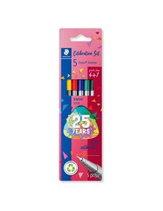 Staedtler Triplus Fineliner 334 Pack de 5 Feutres de Pointe Fina - Trait 0.3mm Aprox - Encre Base de Eau - Couleurs assorties