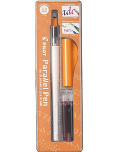 Pilot Pack de Pluma Estilografica Parallel Pen 2.4mm - Embout en acier - Trait de 2.4mm - 2 Recargas - Couleur Noir/Rouge