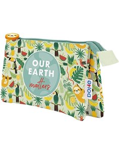 Dohe WWF Tropic Trousse Triple - Fermeture Double Avec Fermeture éclair et Tirador de Goma