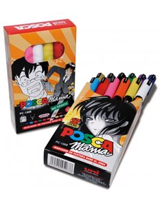 Posca PC-1MR Pack de 12 Marcadores de Pintura - Pointe Roller de Fibre 0.7mm - Encre Base al Eau - Résistant à la Luz - No Perma