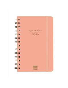 Finocam Alma Agenda - Annuel 2026 - Avec Spirale - Format E5 - 131x19x190mm - Semaine sur 2 pages Horizontal - Couleur Coral