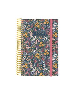 Finocam Design Collection Agenda de Spirale - Annuel 2026 - Couvercle Légère - Format E5 - 132x25x181mm - 1 Dia Par Pagina - Tem