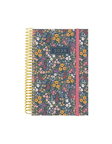 Finocam Design Collection Agenda de Spirale - Annuel 2026 - Couvercle Légère - Format E5 - 132x25x181mm - 1 Dia Par Pagina - Tem