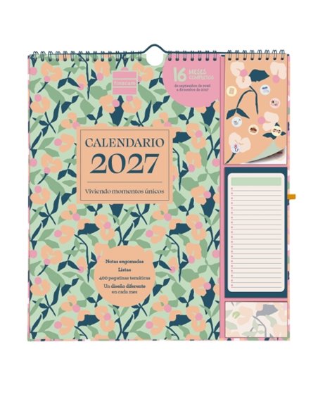 Finocam Sep Calendario de Pared - 16 Meses - Mes Vista - Format Plus - 215x325mm - Spirale Double Metalica - Papier de 140g/m2 -