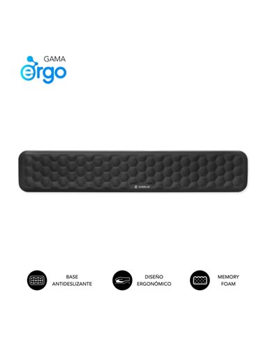 Subblim Ergo Airpadding Reposamuñecas Pour Clavier - Espuma Viscoelastica 65D - Tejido AirMesh Respirant - Base Antidérapant - C