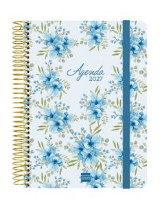 Finocam Cloe Agenda de Spirale - 16 Meses - Semaine sur 2 pages Horizontal - Format E10 - 155x212mm - Couverture rigide - Papier