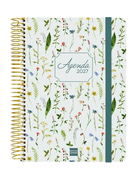 Finocam Cloe Agenda de Spirale - 16 Meses - Semaine sur 2 pages Horizontal - Format E10 - 155x212mm - Couverture rigide - Papier