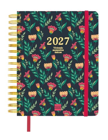 Finocam Vitae Agenda de Spirale - 16 Meses - Semaine sur 2 pages Horizontal - Format 4º - 155x217mm - Couverture rigide - Papier