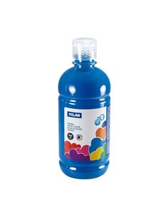 Milan Botella de Tempera 500ml - Tapon Dosificador - Séchage rapide - Mezclable - Couleur Bleu Cyan