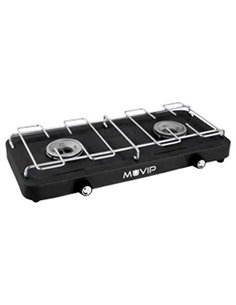 Muvip Cocina de Gas 2 Fuegos Avec Parrilla Desmontable - Base Antidérapant - Couleur Noir