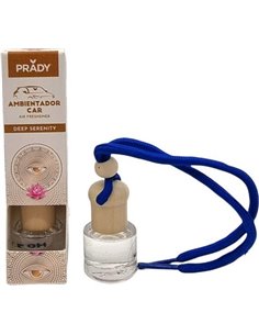 Prady Ambientador Coche Deep Serenity - Flacon de Cristal 6 ml et Cuerda Pour Espejo Retrovisor