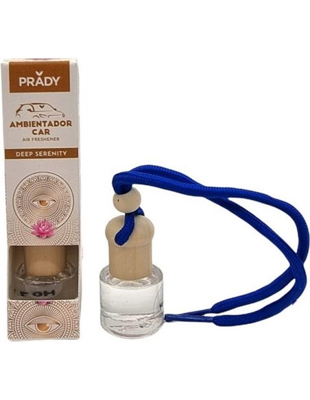 Prady Ambientador Coche Deep Serenity - Flacon de Cristal 6 ml et Cuerda Pour Espejo Retrovisor