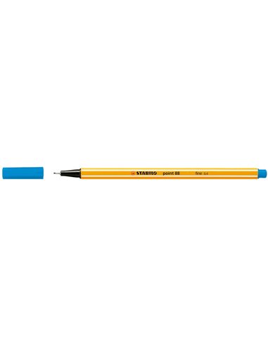 Stabilo Point 88 Feutre de Pointe Fina de Fibre - Trait de 0.4 mm - Encre Avec Base de Eau - Couleur Bleu