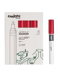 Carioca Plus Pack de 6 Marcadores Acrilicos - Pointe 2mm - Couleur Rouge