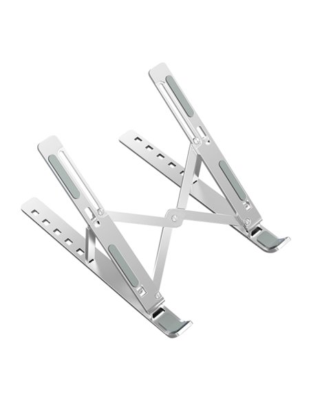 Ewent EW1266 Support Pliable de Viaje - Aleacion de Aluminium - Eleva de 5 à 15 cm tu Portable - Couleur Argent