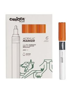 Carioca Plus Pack de 6 Marcadores Acrilicos - Pointe 2mm - Couleur Orange
