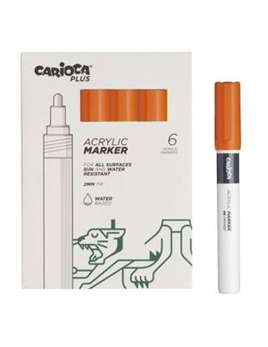 Carioca Plus Pack de 6 Marcadores Acrilicos - Pointe 2mm - Couleur Orange