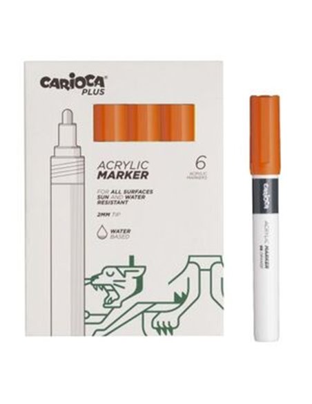 Carioca Plus Pack de 6 Marcadores Acrilicos - Pointe 2mm - Couleur Orange