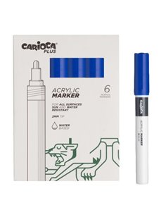 Carioca Plus Pack de 6 Marcadores Acrilicos - Pointe 2mm - Couleur Bleu