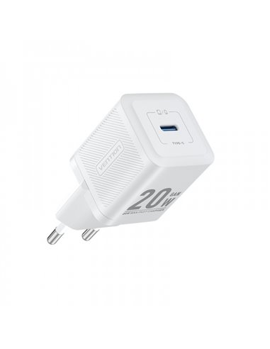 Vention Cargador de Pared GaN USB-C 20W - Charge rapide EU - Couleur Blanc