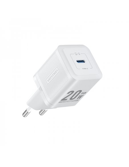 Vention Cargador de Pared GaN USB-C 20W - Charge rapide EU - Couleur Blanc