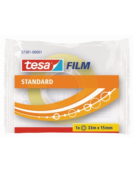 Tesa Tesafilm Standard Ruban Autoadhesiva Transparent 15mmx33m - Buena Adherencia et Haute résistance à la Luz UV - Sans PVC