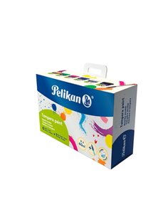 Pelikan Pack de 6 Temperas - 40ml - Pincel de Pelo Pony Nº4 - Consistencia Cremosa - Couleurs assorties