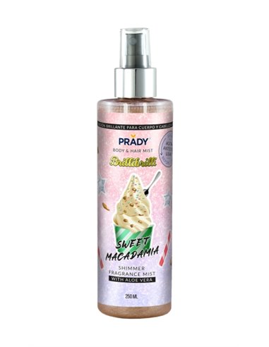 Prady Brilli Brilli Body & Hair Mist Sweet Macadamia - Flacon de 250 ml - Spray pulvérisateur