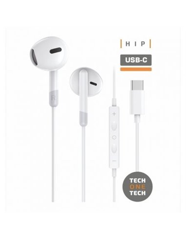 TechOneTech ear Tech Hip Écouteurs Intraurales USB-C - Microfono Intégré - Asistente Voz - Câble de 1.20m