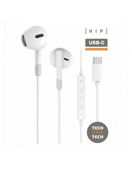 TechOneTech ear Tech Hip Écouteurs Intraurales USB-C - Microfono Intégré - Asistente Voz - Câble de 1.20m