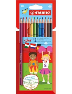 Stabilo Couleur Pack Avec 12 Lapices de Couleurs - Mina de 2.5mm - Idéal Pour le Colegio - Couleurs assorties