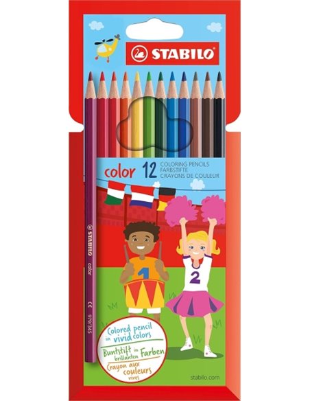 Stabilo Couleur Pack Avec 12 Lapices de Couleurs - Mina de 2.5mm - Idéal Pour le Colegio - Couleurs assorties