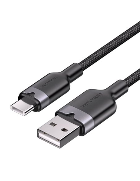 Vention Câble USB-C 2.0 à USB-À 3A 60W - 1m - Tressé - Couleur Noir