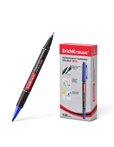 Erichkrause Double P-80 Marqueur Permanent Double Pointe - Pointe Bala de 1,65mm, Pointe Fina de 0,45mm - Encre à Base de Alcoho