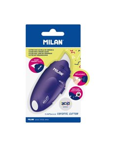 Milan Serie Acid Capsule Cutter de Feuille Ceramica Reemplazable - Taille Poche - Design Ergonomique - Système de Bloqueo - Coul