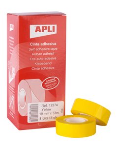 Apli Ruban Adhesiva Polipropileno 19mm x 33m - Résistant à l'eau et à la Intemperie - Facile de Cortar Avec les Manos - Idéal Po